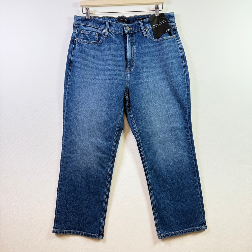 BANANA REPUBLIC Medium Blue High Rise Straight‎ Ankle Jeans 32S